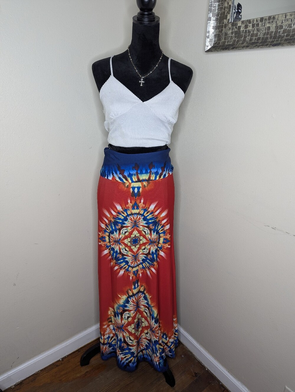 Red Tie-dye Maxi Skirt Medium